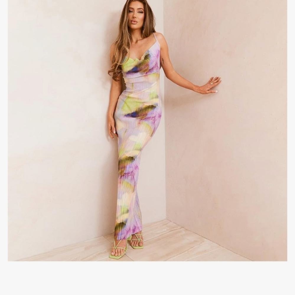 Sexy Water Color Pleated Dress